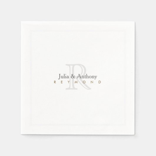 Monogramm der Familie (Namen/Initialwert) auf weiß Serviette (Vorderseite)