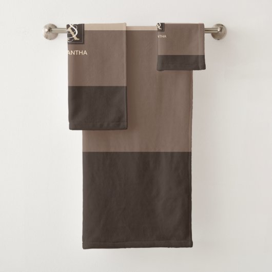 Monogramm der Farbpalette Mocha Badhandtuch Set (Insitu)