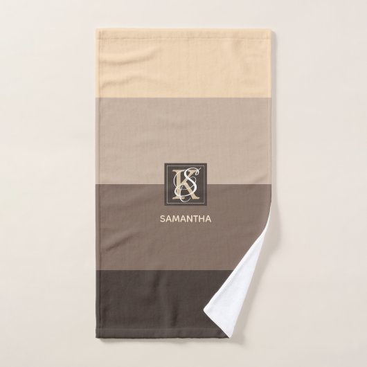 Monogramm der Farbpalette Mocha Badhandtuch Set (Handtuch)