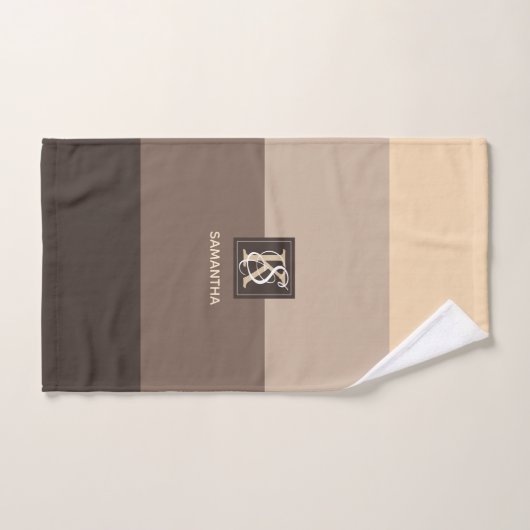 Monogramm der Farbpalette Mocha Badhandtuch Set (Handtuch)