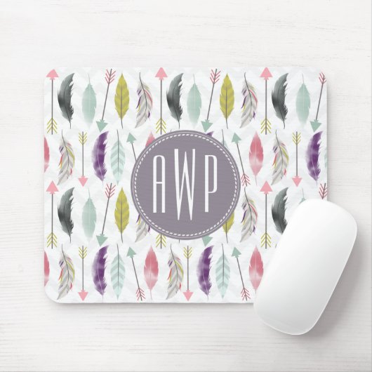 Monogramm der Federn und Pfeile Mousepad (Mit Mouse)