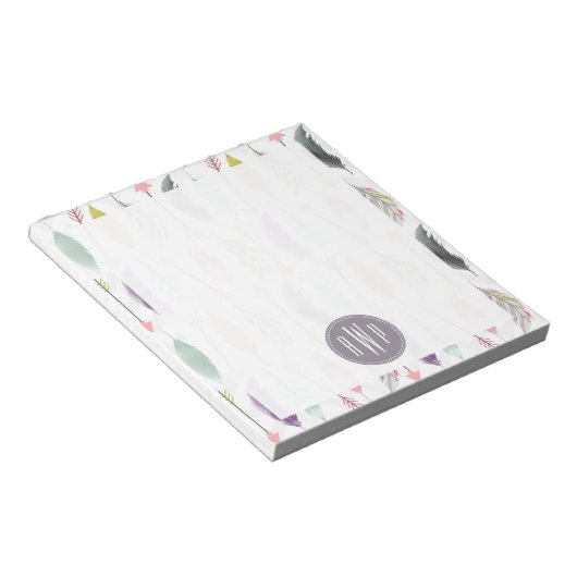 Monogramm der Federn und Pfeile Notizblock (angewinkelt)