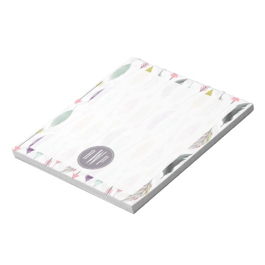 Monogramm der Federn und Pfeile Notizblock (Rotiert)
