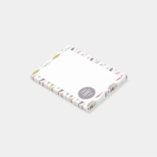 Monogramm der Federn und Pfeile Post-it Klebezettel (angewinkelt)