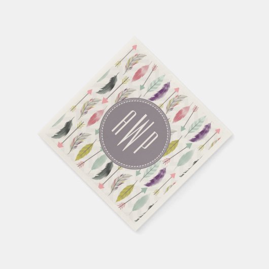 Monogramm der Federn und Pfeile Serviette (Ecke)