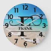 Monogramm der friedlichen Ozeanfront Große Wanduhr (Vorderseite)