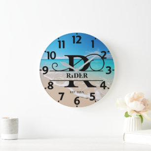 Monogramm der friedlichen Ozeanfront R Große Wanduhr