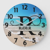 Monogramm der friedlichen Ozeanfront R Große Wanduhr (Vorderseite)