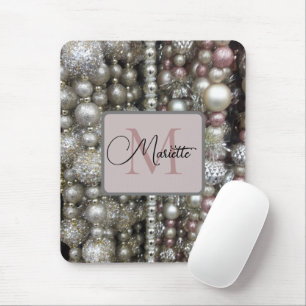 Monogramm der funkelnd Silber- und rosa gestrichen Mousepad
