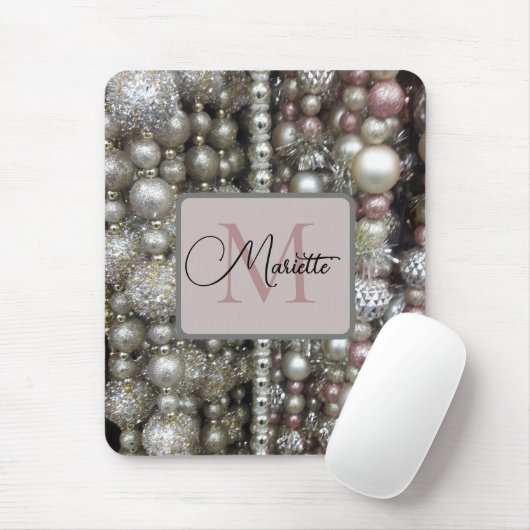 Monogramm der funkelnd Silber- und rosa gestrichen Mousepad (Mit Mouse)