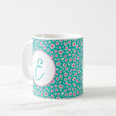 Monogramm der Gänsefarben Rosa und Gelb Kaffeetasse (Vorderseite Links)