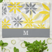 Monogramm der gelben grauen Blume Geschirrtuch (Gefaltet)