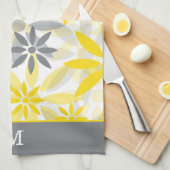 Monogramm der gelben grauen Blume Geschirrtuch (Viertel Falte)