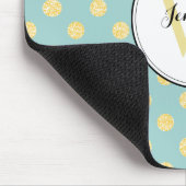 Monogramm der gelben und minten Polka-Punkte Mousepad (Ecke)
