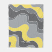 Monogramm der Gelbgrauen Abstrakten Ozeanwellen Fleecedecke (Vorderseite)
