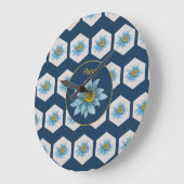 Monogramm der geometrischen Blume Große Wanduhr (Winkel)