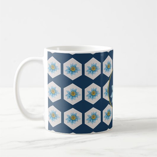Monogramm der geometrischen Blume Kaffeetasse (Links)