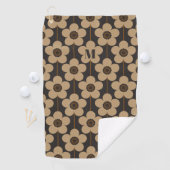 Monogramm der geometrischen Blume Schwarz/Beige Golfhandtuch (Insitu)