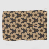 Monogramm der geometrischen Blume Schwarz/Beige Golfhandtuch (Horizontal)