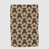 Monogramm der geometrischen Blume Schwarz/Beige Golfhandtuch (Vorderseite)