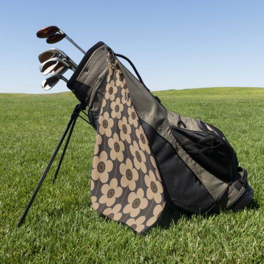 Monogramm der geometrischen Blume Schwarz/Beige Golfhandtuch (Gras)