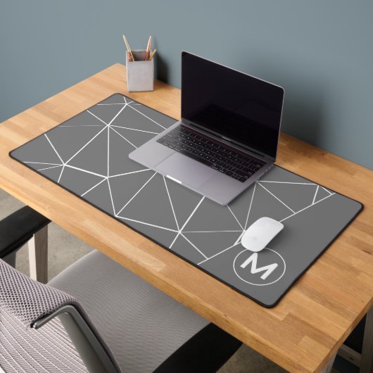 Monogramm der geometrischen, grauen und weißen Dre Schreibtischunterlage (Büro 2)