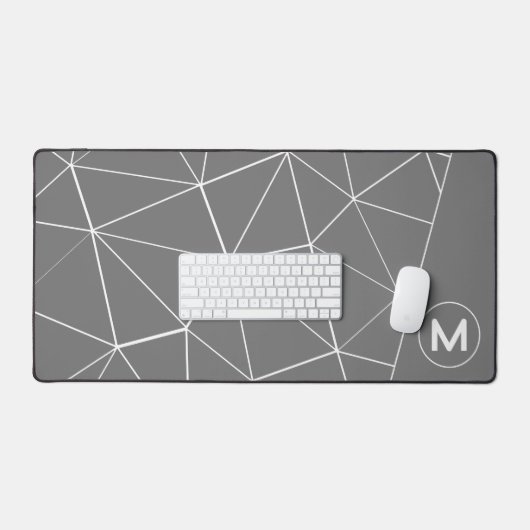 Monogramm der geometrischen, grauen und weißen Dre Schreibtischunterlage (Tastatur & Maus)
