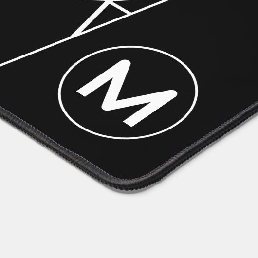 Monogramm der geometrischen Linien Schwarz-Weiß Schreibtischunterlage (Ecke)