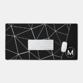 Monogramm der geometrischen Linien Schwarz-Weiß Schreibtischunterlage (Tastatur & Maus)