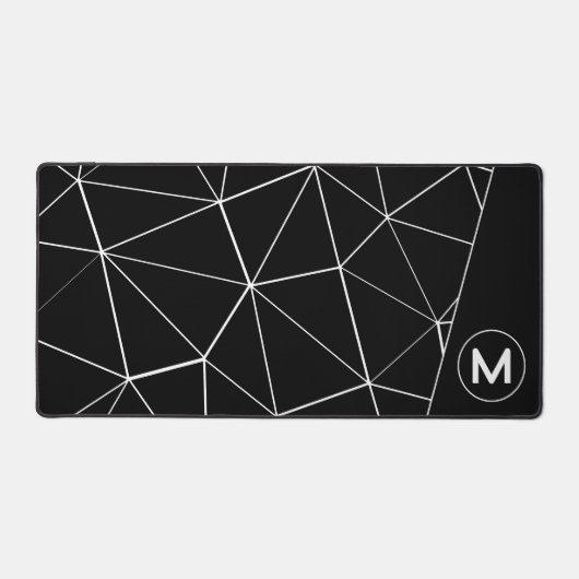 Monogramm der geometrischen Linien Schwarz-Weiß Schreibtischunterlage (Vorderseite)