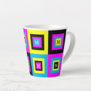Monogramm der geometrischen Quadrate von CMYK Milchtasse