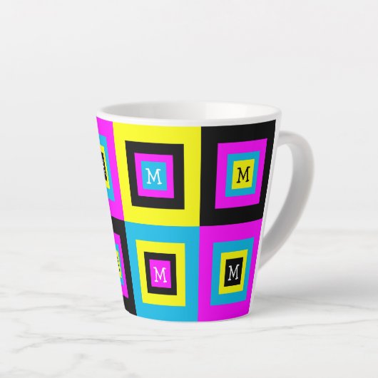 Monogramm der geometrischen Quadrate von CMYK Milchtasse (Rechte Ecke)