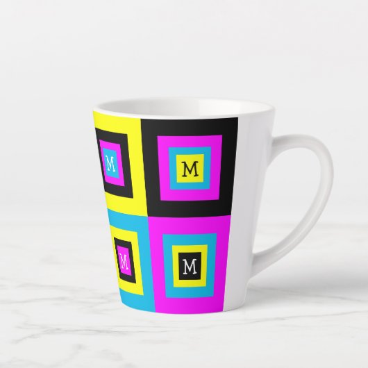 Monogramm der geometrischen Quadrate von CMYK Milchtasse (Rechts)