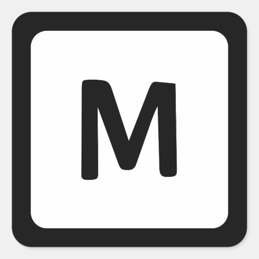 Monogramm der gerundeten Ecke der schwarzen Grenze Quadratischer Aufkleber (Vorderseite)