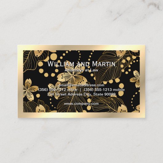 Monogramm der Gold-Blume | QR CODE Visitenkarte (Rückseite)