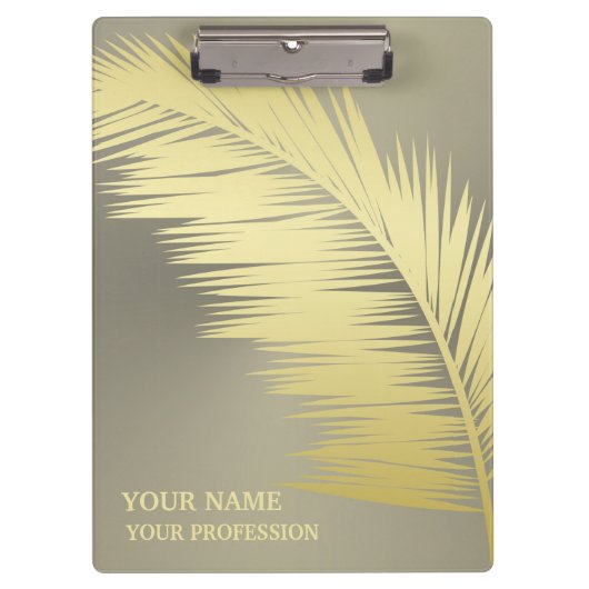 Monogramm der Golden Tropical Palm Blätter Klemmbrett (Vorderseite)