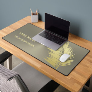 Monogramm der Golden Tropical Palm Blätter Schreibtischunterlage