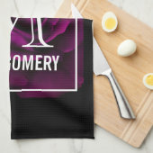 Monogramm der gotischen Blume mit Lila Rote Rose Geschirrtuch (Viertel Falte)