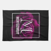 Monogramm der gotischen Blume mit Lila Rote Rose Geschirrtuch (Horizontal)