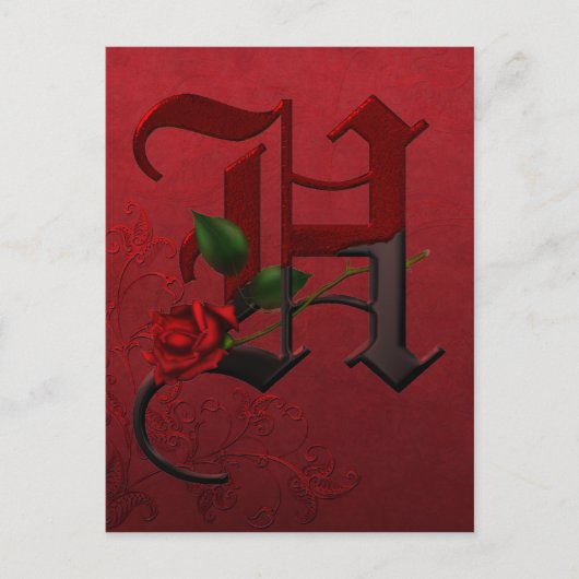Monogramm der gotischen Rose H Postkarte (Vorderseite)
