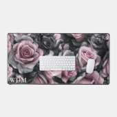 Monogramm der gotischen Rose Rosa und Schwarz Schreibtischunterlage (Tastatur & Maus)