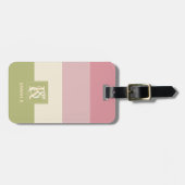 Monogramm der grauen Farbpalette der Creme Rose Gepäckanhänger (Vorderseite horizontal)