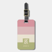 Monogramm der grauen Farbpalette der Creme Rose Gepäckanhänger (Vorderseite vertikal)