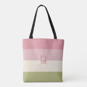 Monogramm der grauen Farbpalette der Creme Rose Tasche (Rückseite)