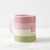 Monogramm der grauen Farbpalette der Creme Rose Zweifarbige Tasse (Vorderseite Links)