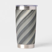 Monogramm der grauen, monochromen Diagonalstreifen Thermobecher (Links)