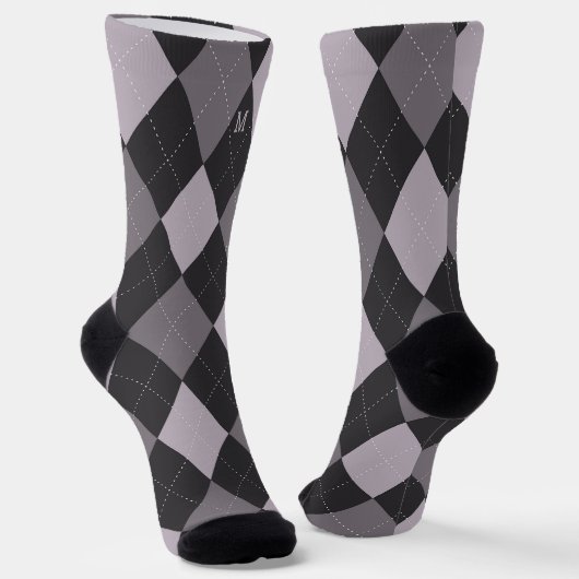 Monogramm der grauen Raute Socken (Gewinkelt)