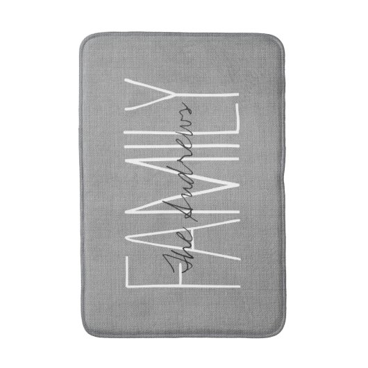 Monogramm der grauen Rustikal-Chic-Familie Badematte (Vorderseite Vertikal)