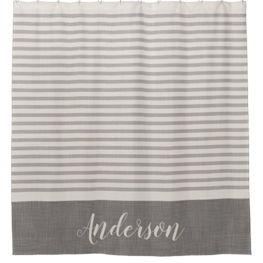 Monogramm der grauen Streifen | Bauernhof Bad Duschvorhang (Vorderseite)