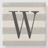 Monogramm der grauen Streifen | Modernes Bauernhau Steinuntersetzer (Vorderseite)